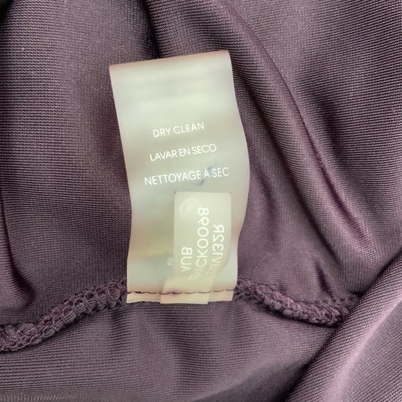 Calvin  Klein Velour Velvet Burgundy Wrap Long Sleeve Dress Sz 14W - Picture 10 of 16